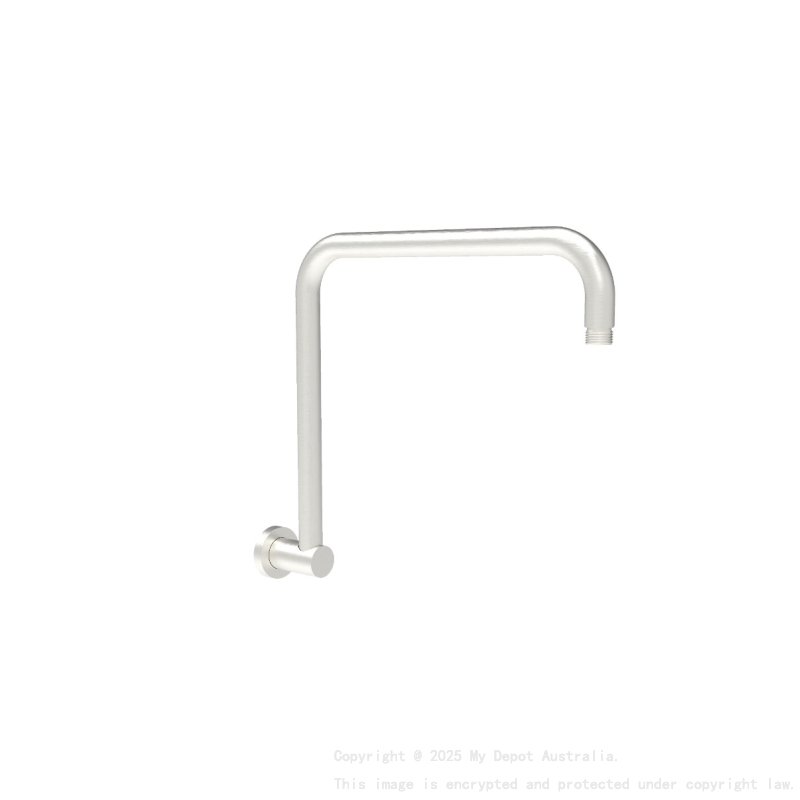 Round Rectangle Curved Shower Arm Brushed Nickel