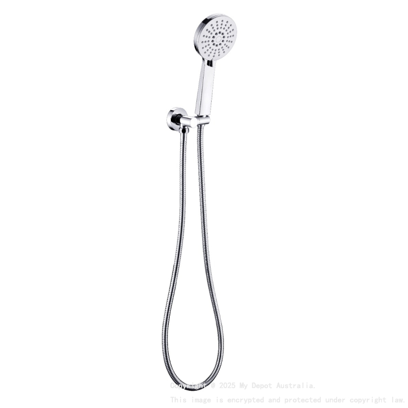 Maya Round Brass Hand Shower On Wall Bracket Chrome