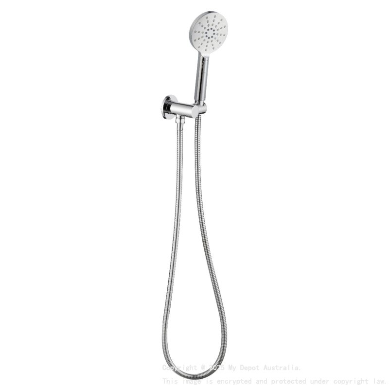 Cora Round Hand Shower On Wall Outlet Bracket Chrome