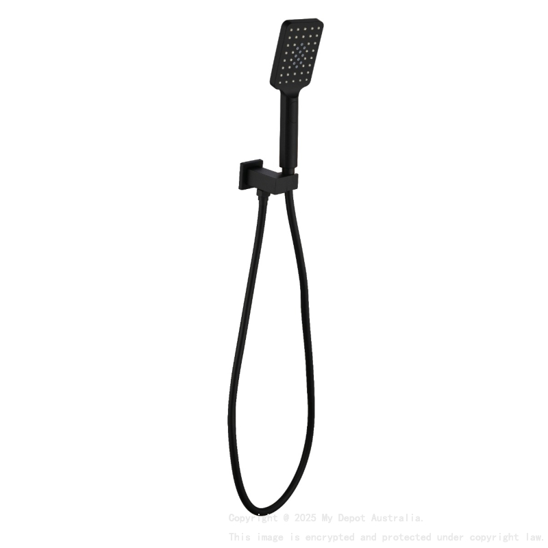 Eden Square Hand Shower On Wall Outlet Bracket Matt Black