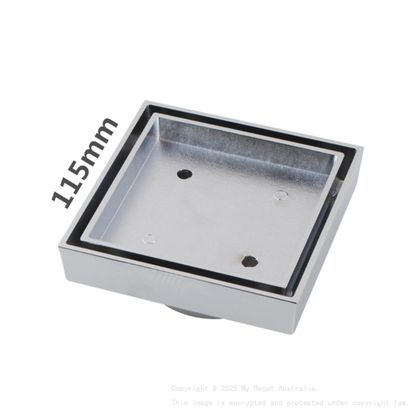 Nana 115x115mm Brass Chrome Smart Tile Insert Floor Waste Shower Grate Drain