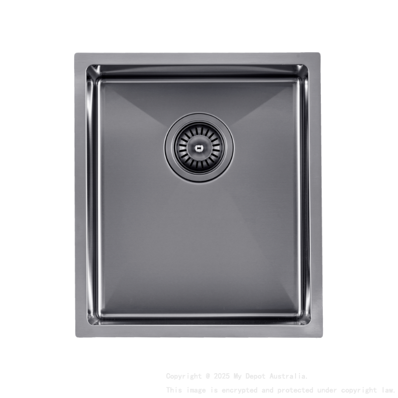 304 Stainless Steel Gun Metal Grey PVD Coating Single Bowl Kitchen Sink(Round Edges,with Bottom Tray)390*450*215mm