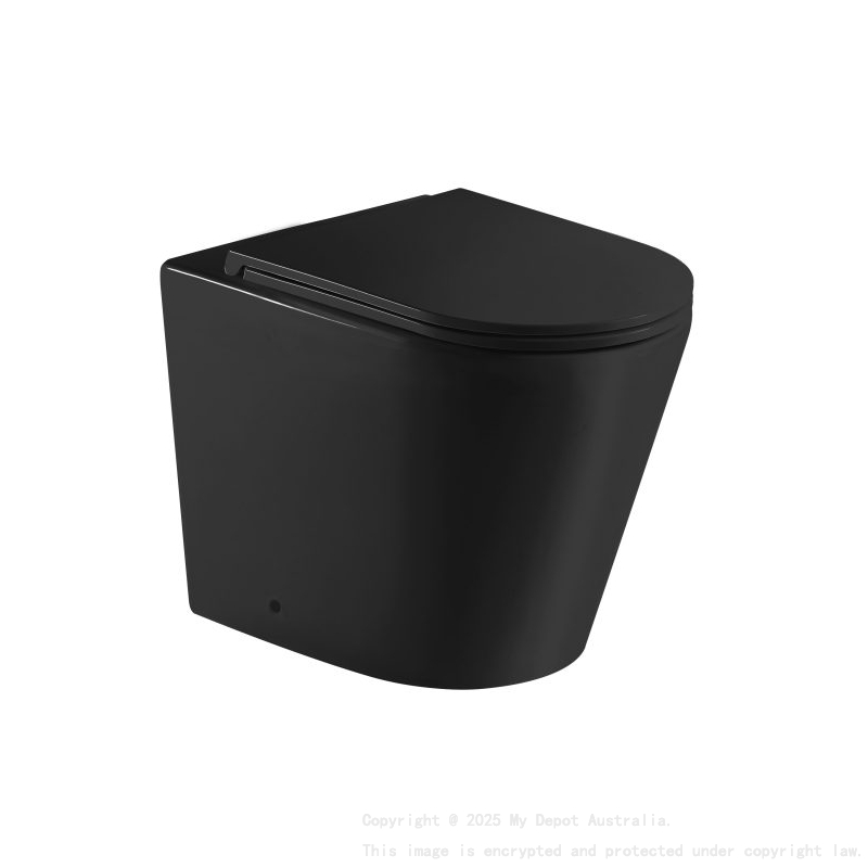 Berlin99 Matt Black Floor Pan With Slim UF Seat Cover Quiet Flushing Technology