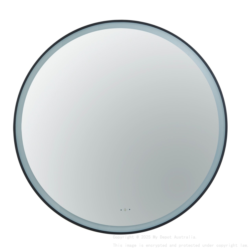 600X600X32mm Matte Black Orbis Framed LED Mirror