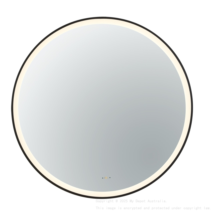 900X900X32mm Matte Black Orbis Framed LED Mirror