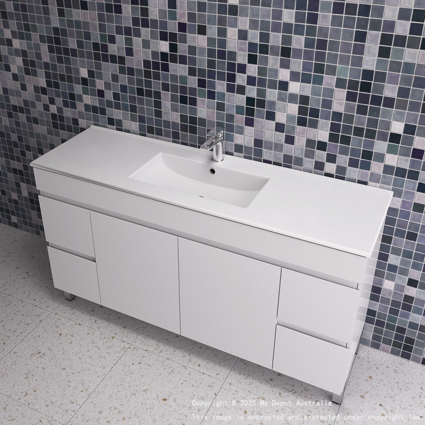 1500MM Gloss White PVC Bathroom Vanity 4S/DR 2M/DR Wall Hung Cabinet Only