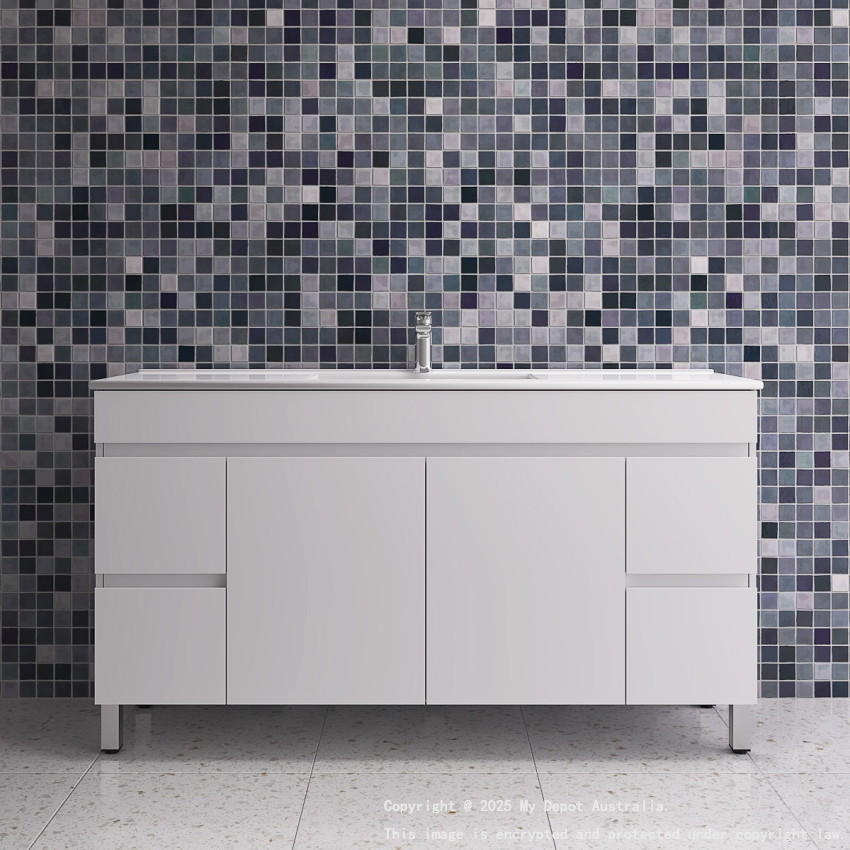 1500MM Gloss White PVC Bathroom Vanity 4S/DR 2M/DR Wall Hung Cabinet Only