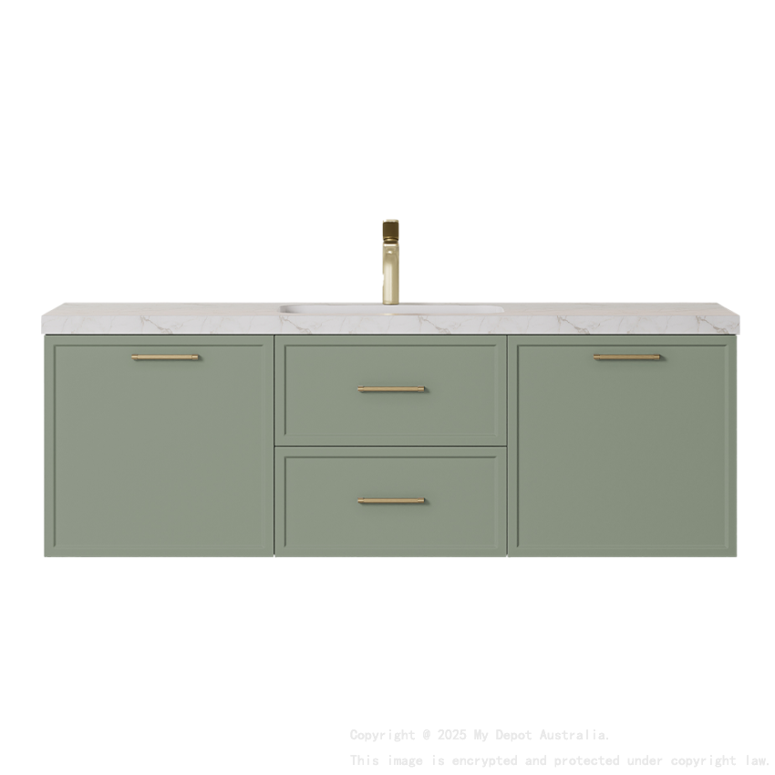 1490*455*470mm Kingsley Federation Olive Green Wall Hung PVC Cabinet With Handle