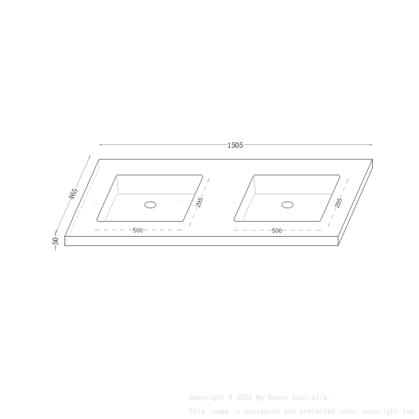 1505X465X50mm Carrara Gold Sintered Stone Semless Joined With Fine Ceramic Basin Stone Double Bowl No Tap Hole