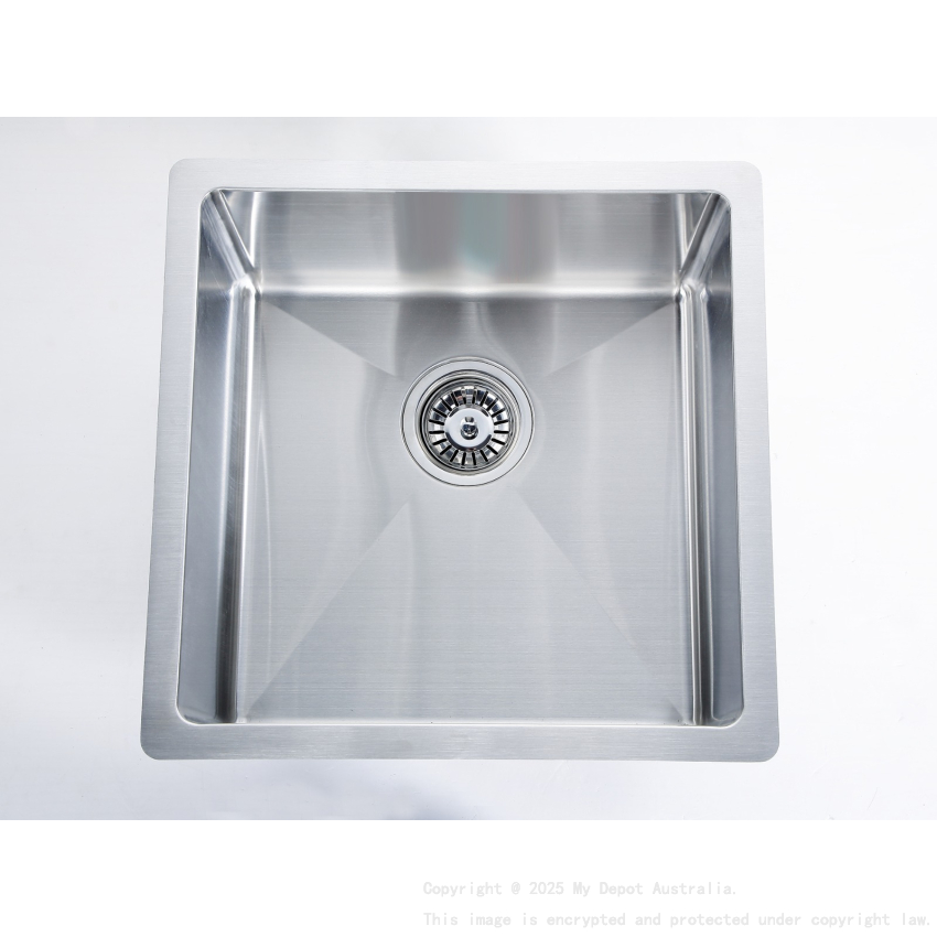 Bowl Size:400X400X230mm Overall Size:440X440X230mm Brushed Stainless Steel Kliff Hand Made Stainless Steel Sinks