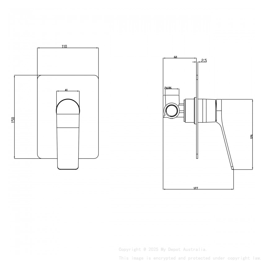 Square Brushed Nickel Built-in Shower Mixer(Brass)