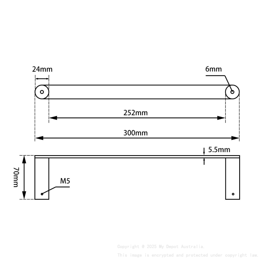 Chrome Towel Ring 300mm