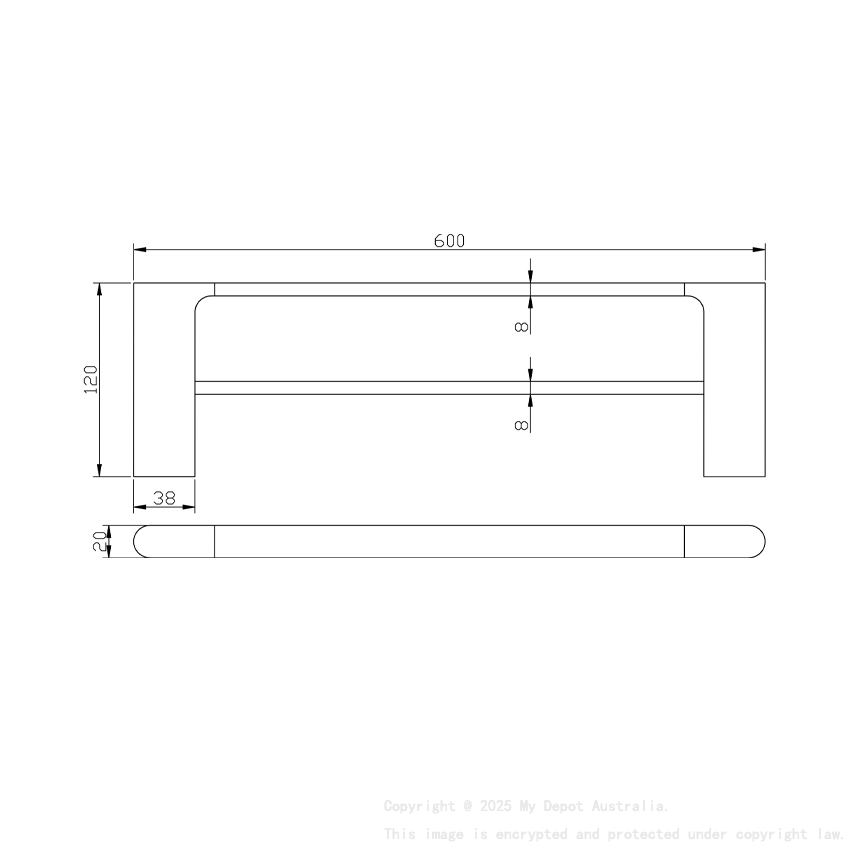 Chrome Double Towel Rail 600mm
