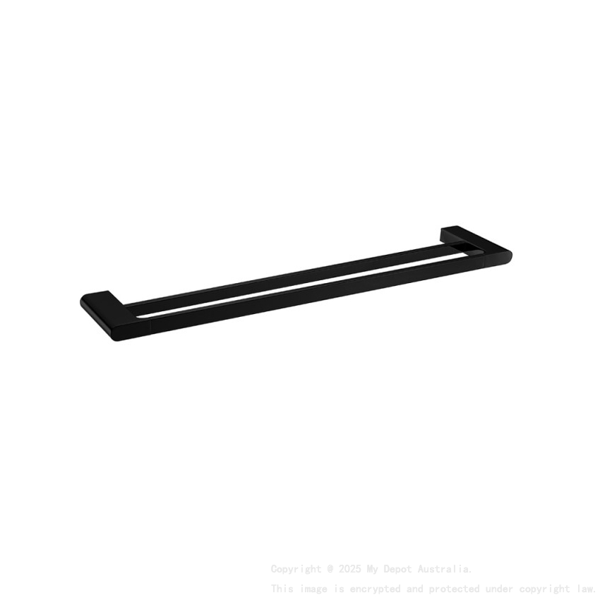 Black Double Towel Rail 600mm