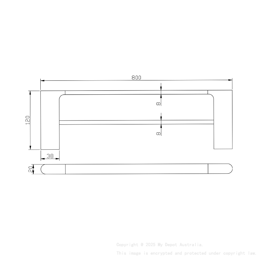 Black Double Towel Rail 800mm