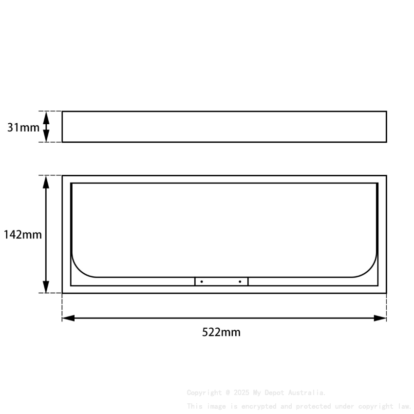 Black Glass Shelf 600mm
