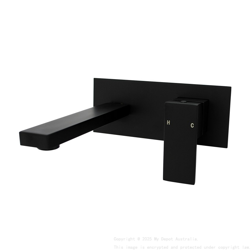 Black Bathtub/Basin Wall Mixer With Spout