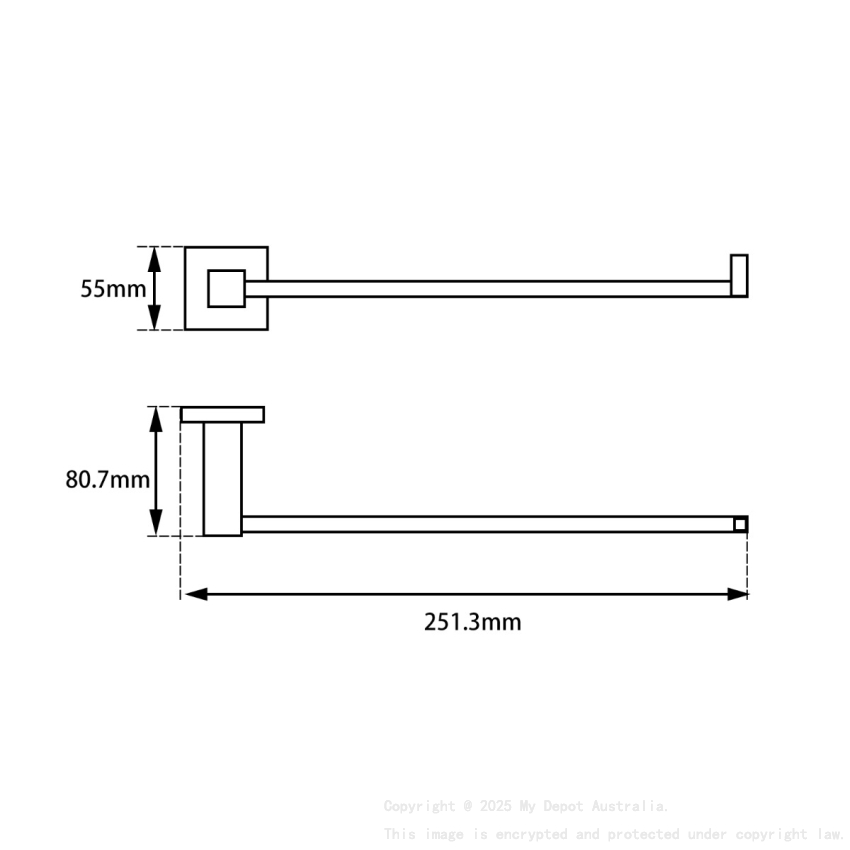 Black Towel Hook Ring 250mm