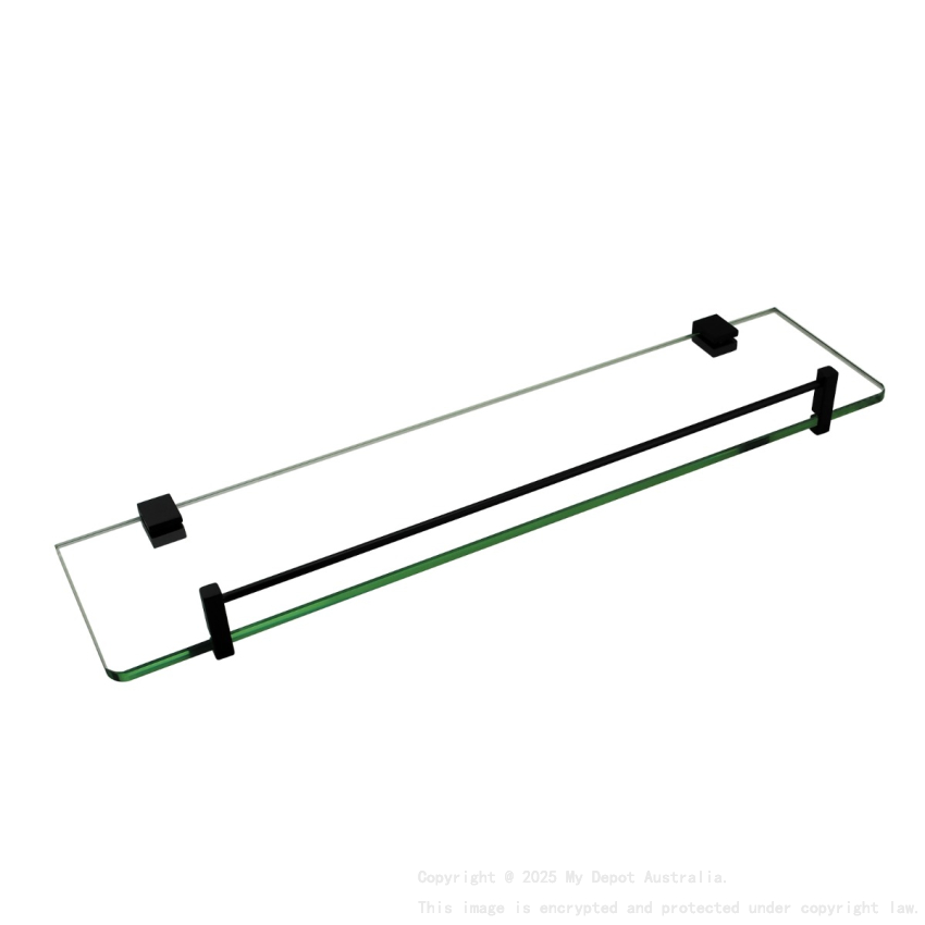Black Glass Shelf Holder 500mm