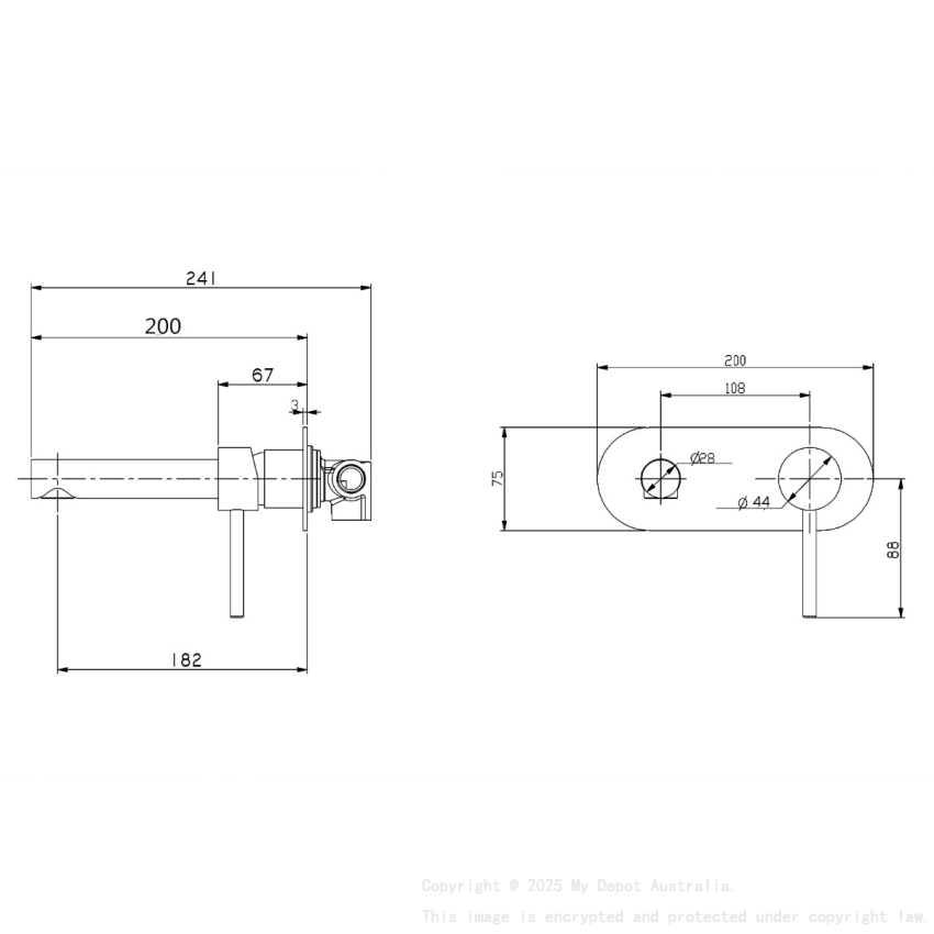 Round Matte Black Bathtub/Basin Wall Mixer With Spout