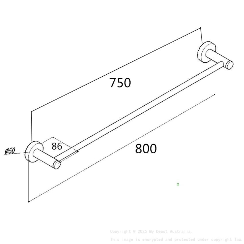 Round Chrome Single Towel Rack Rail 790mm