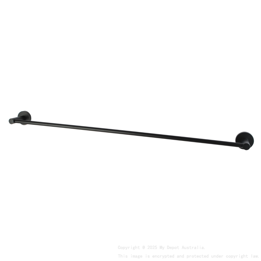 Round Black Single Towel Rack Rail 790mm