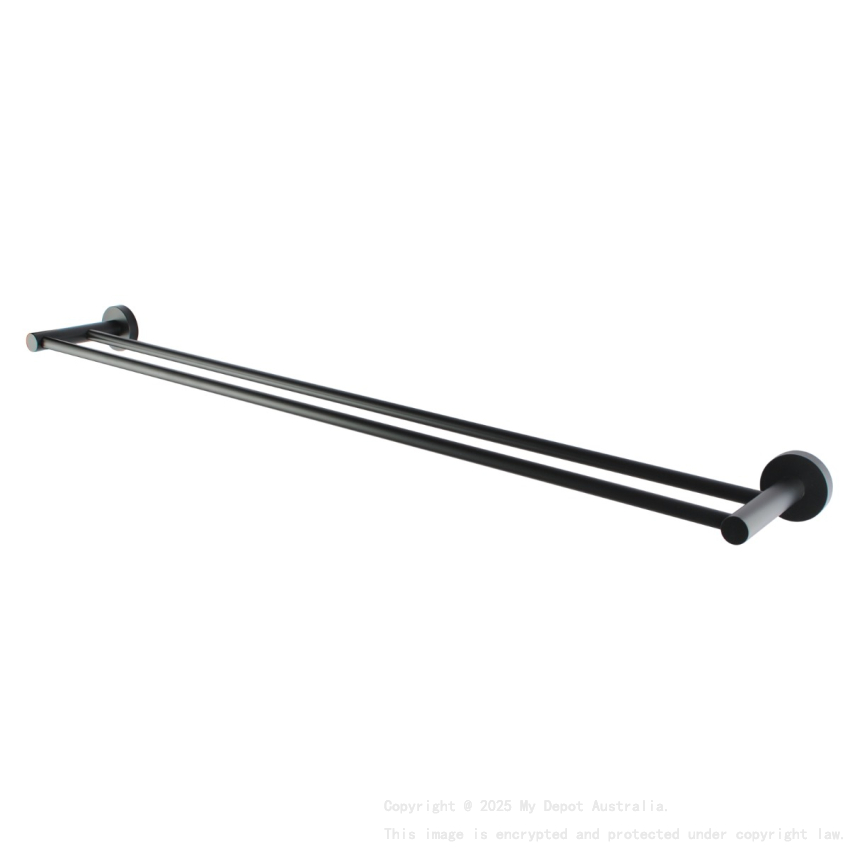 Round Black Double Towel Rack Rail 750mm