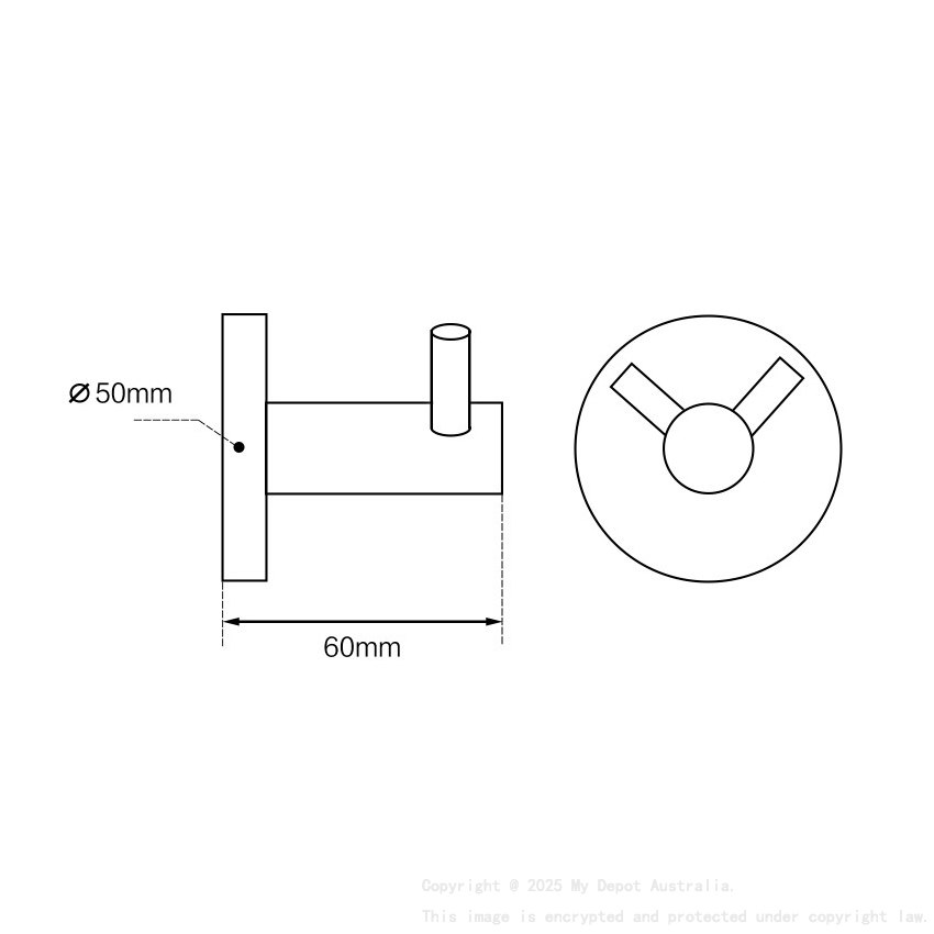 Round Chrome 304 Stainless Steel Double Wall Hook