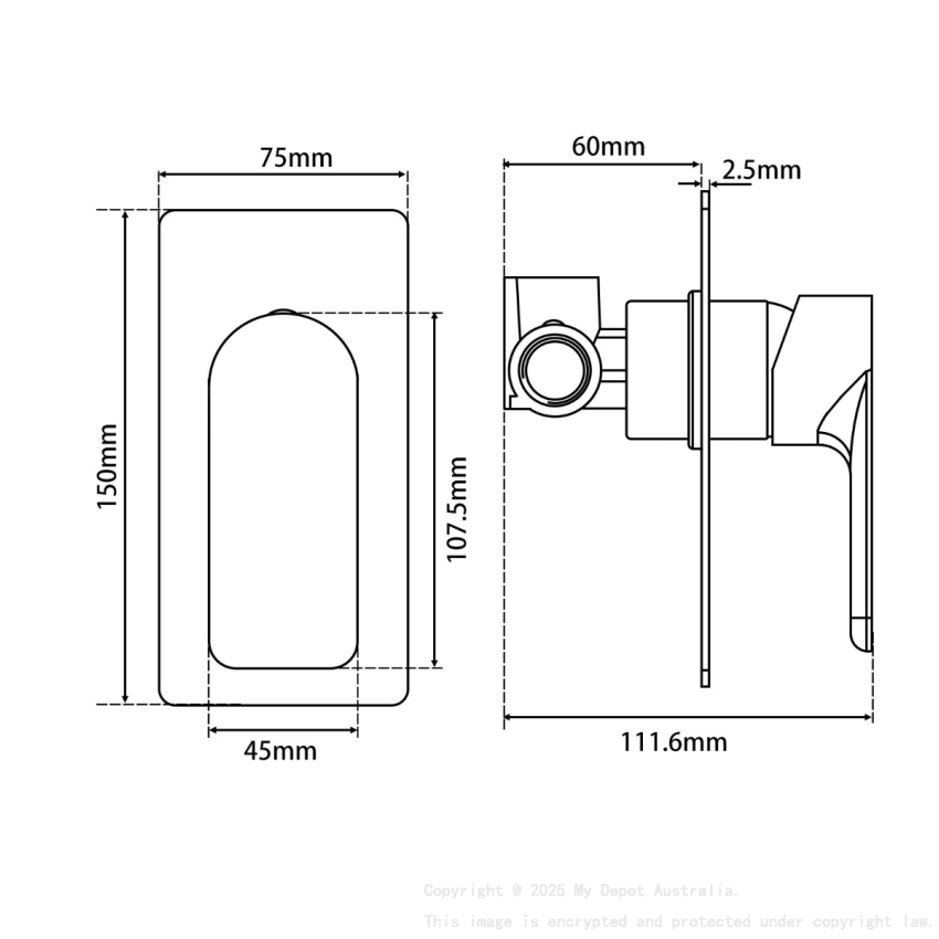 Solid Brass Black Shower/Bath Wall Mixer