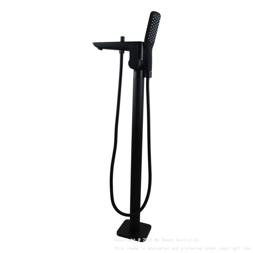Black Floor Standing Mixer With Diverter & Handheld Shower(Brass)