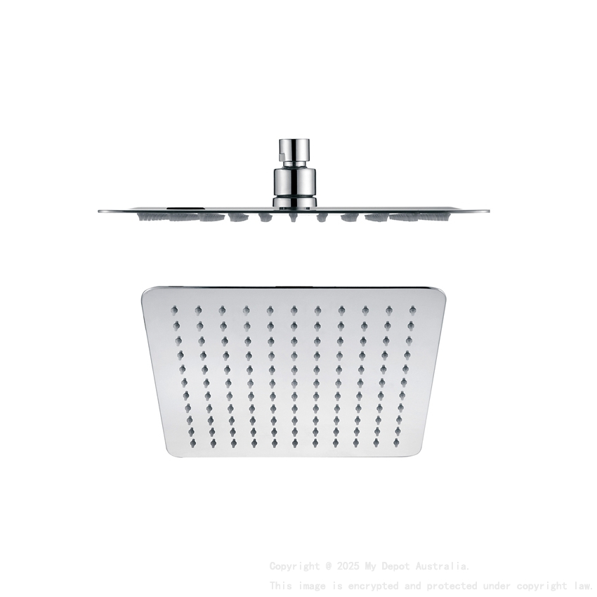 Chrome Super-slim Square Rainfall Shower Head 250mm