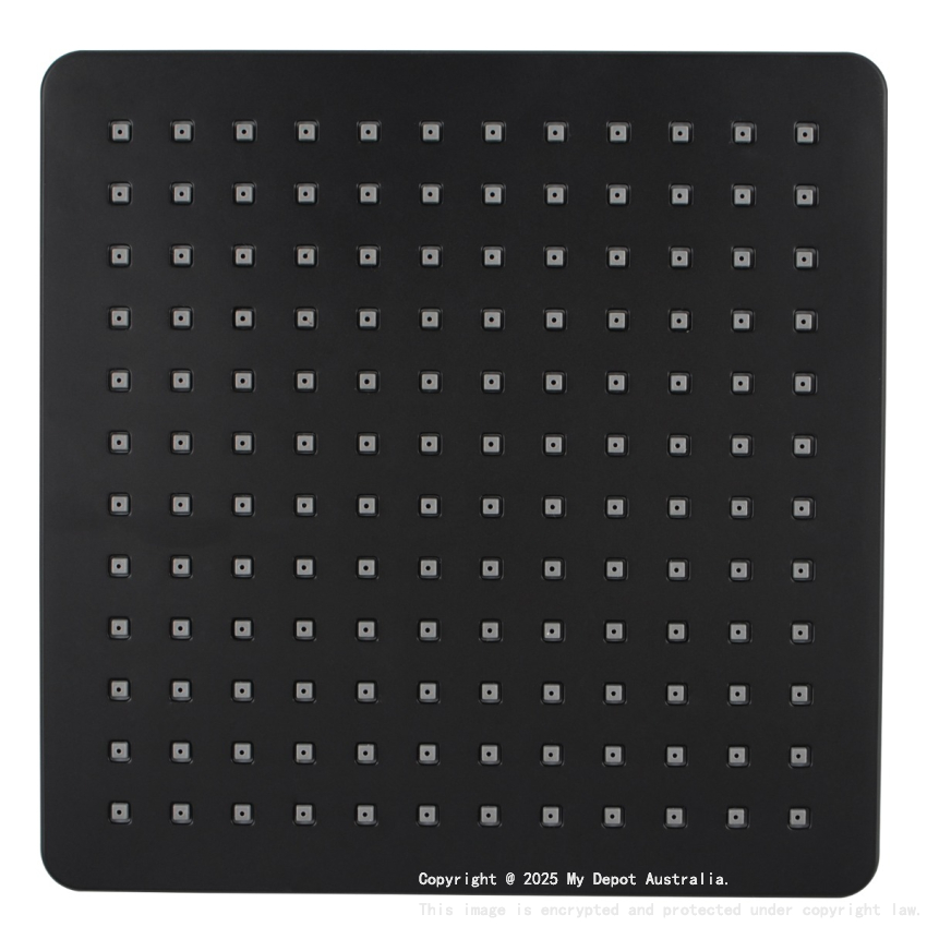 Square Black ABS Rainfall Shower Head 200mm
