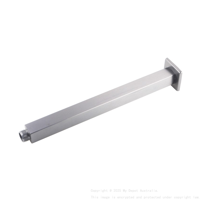 Square Brushed Nickel Ceiling Shower Arm 200mm