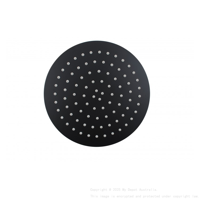 Super-slim Round Black Rainfall Shower Head 300mm