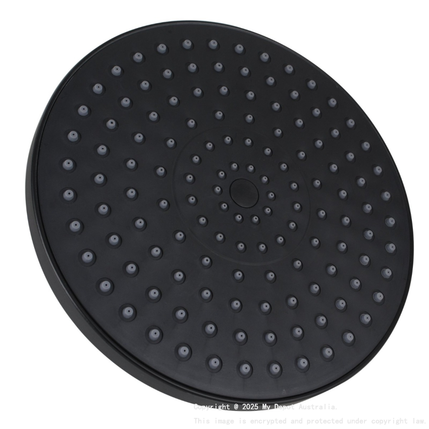 Round Black Rainfall Shower Head 200mm