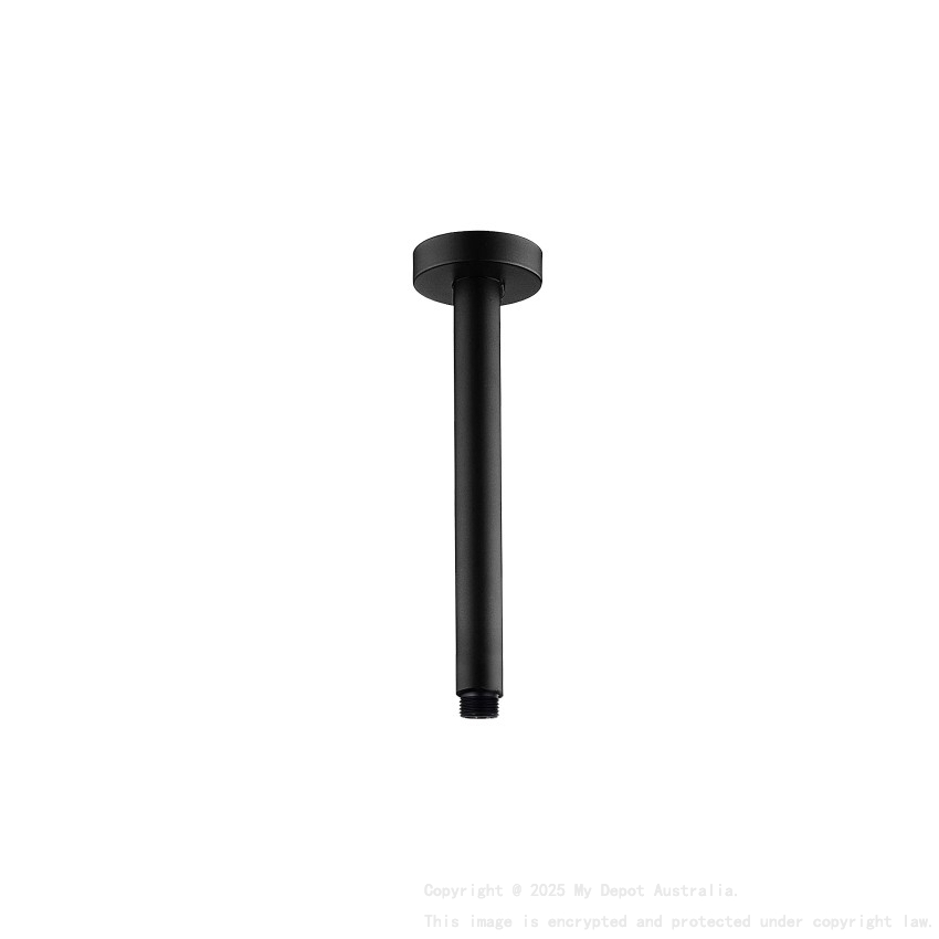 Round Black Ceiling Shower Arm 200mm