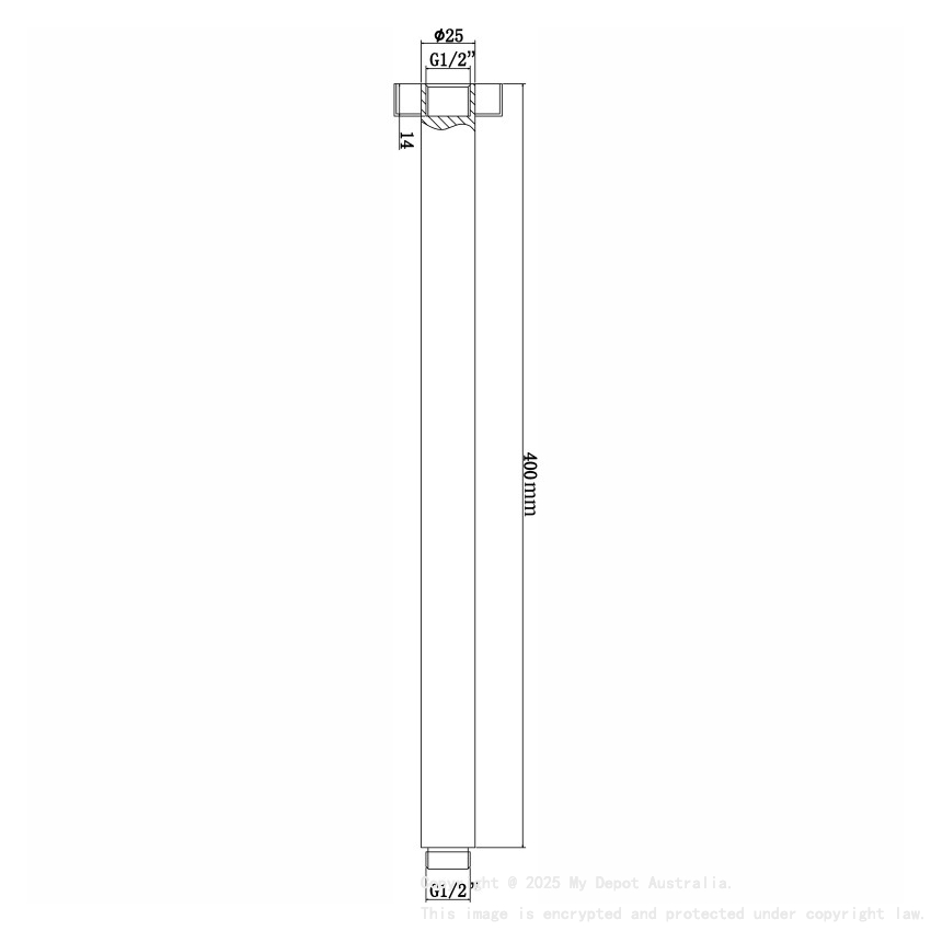 Round Chrome Ceiling Shower Arm 400mm