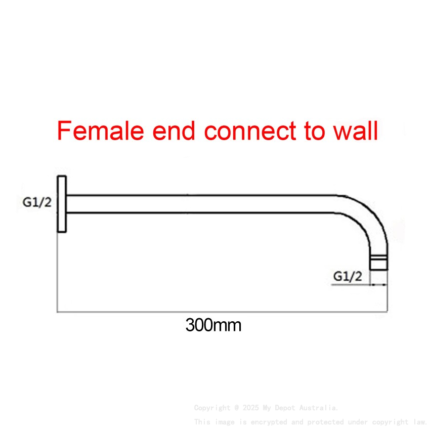 400mm Chrome Round Wall Straight Shower Arm