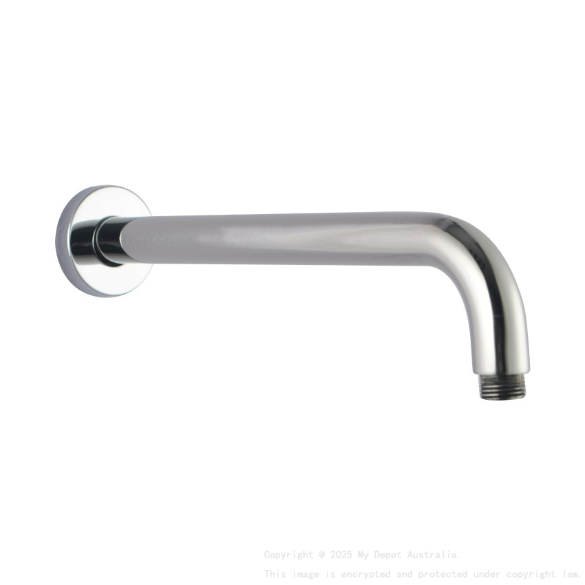 400mm Chrome Round Wall Straight Shower Arm