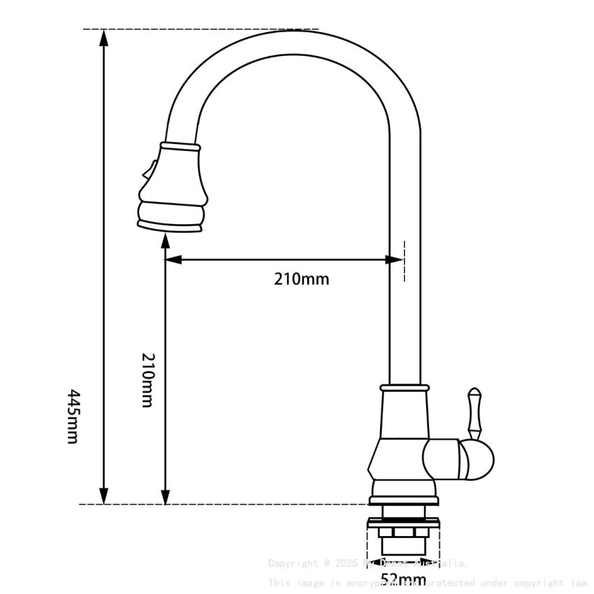 Round Black Vintage Pull Out Kitchen Sink Mixer Tap