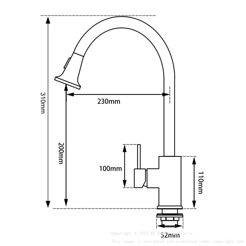 Round Black Pull Out Kitchen Sink Mixer Tap