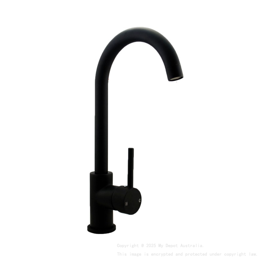 Round Matt Black Kitchen Sink Mixer Tap