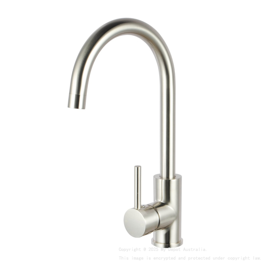 Round Brushed Nickel Kitchen Sink Mixer Tap