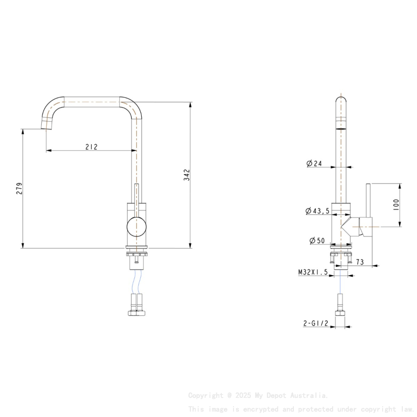 Electroplated Brass Chrome Swivel Spout Kitchen Mixer Tap