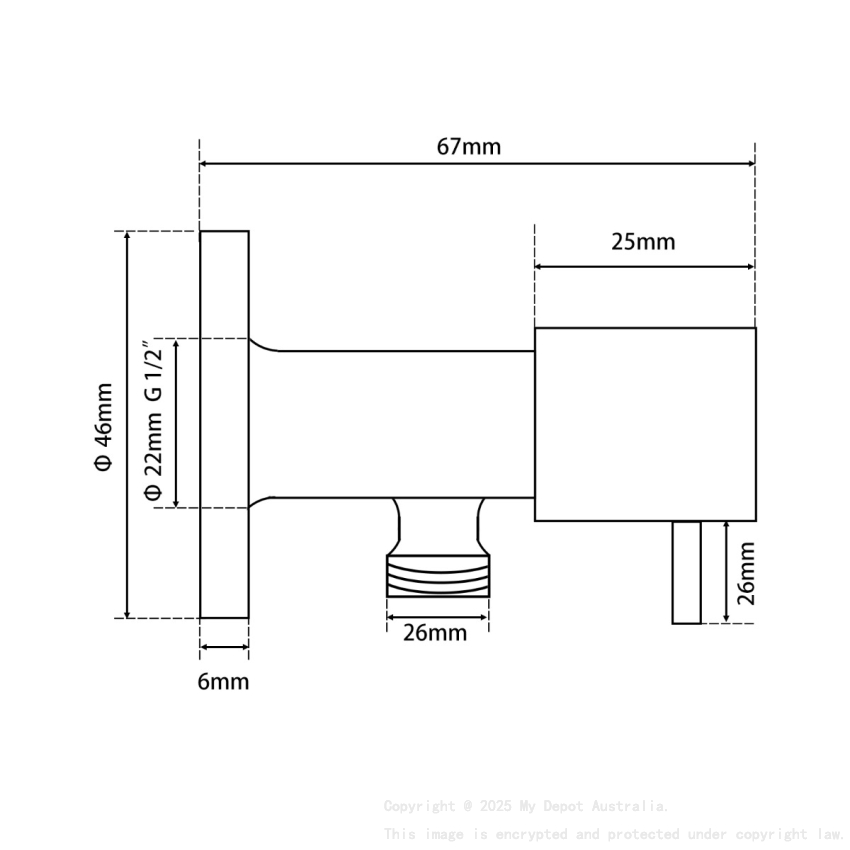Bathroom Round 1/4 Turn Washing Machine Stop Taps(one pair)