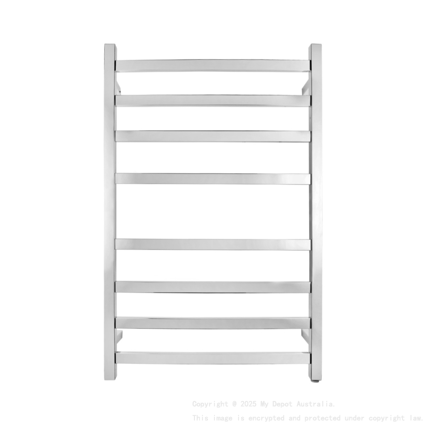 Chrome Square Electric Heated Towel Rack 8 Bars