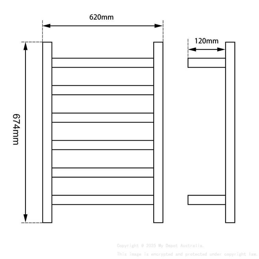 Chrome Round Electric Heated Towel Rack 6 Bars