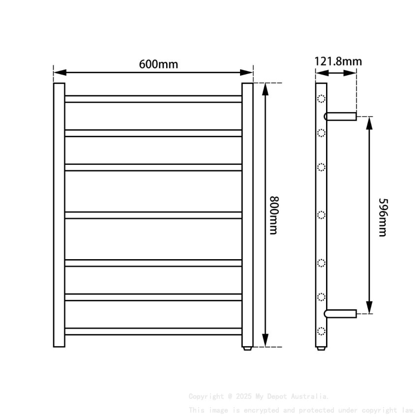 Chrome Round Electric Heated Towel Rack 7 Bars