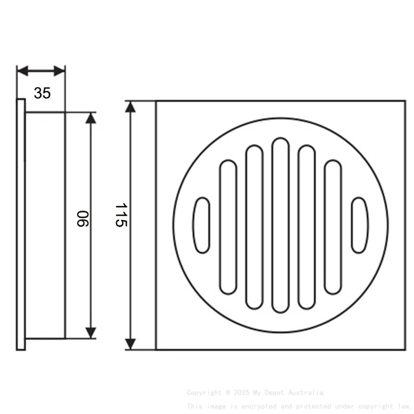 115*115mm Chrome Brass Tile Insert Floor Drain(90mm Outlet)