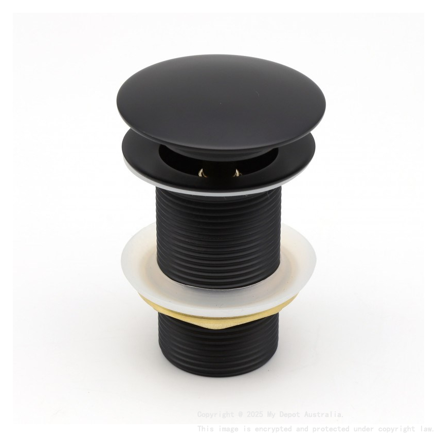 32/40mm Black Mushroom Solid Brass Basin Pop Up Waste NO Overflow